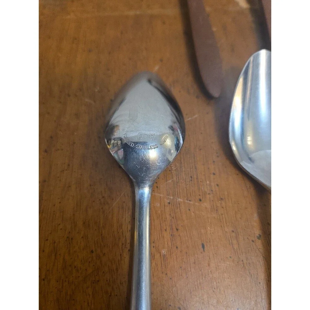 Ekco Eterna Canoe Muffin Teaspoons (14) MCM Flatware Stainless Japan EKS5 Vntg